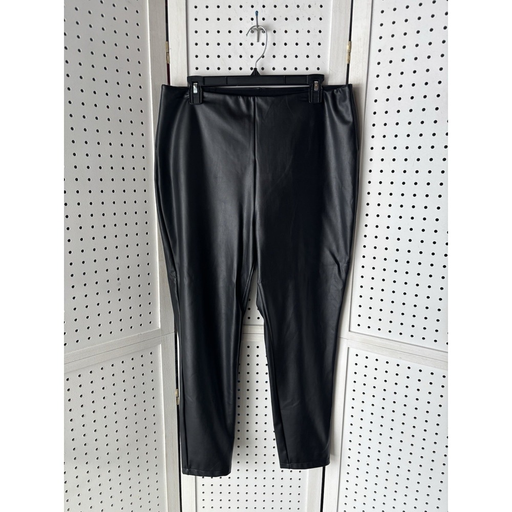 Halogen Women's Plus Size 1 (33" Waist) Pull On Faux Leather Black Pants